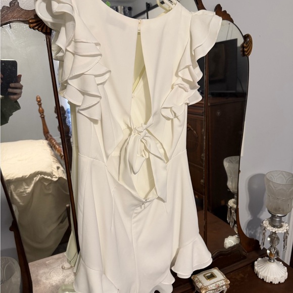 Chic White Ruffle Mini Dress - Picture 2 of 2